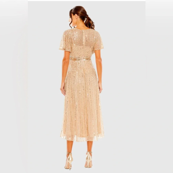 MAC DUGGAL A Line Embellished Short Sleeve Dress NWT Style 14007 - Picture 2 of 7